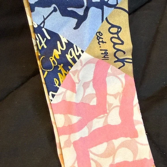 Coach Silk Skinny Scarf  – Multicolor Patchwork Print NWOT - Picture 12 of 12
